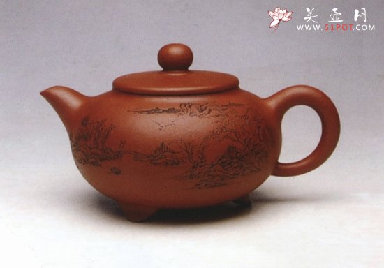 紫砂壶图片：三足玉泉壶 - 宜兴紫砂壶网