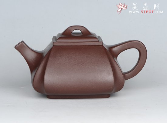 紫砂壶图片：四方抽角石瓢 - 宜兴紫砂壶网