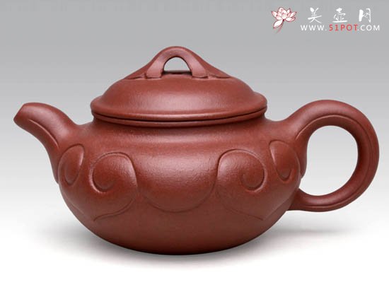 紫砂壶图片：如意仿古  泥料：原矿清水泥  容量：300CC - 宜兴紫砂壶网