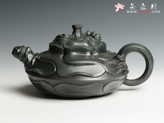 紫砂壶图片：绿坭风卷葵 - 宜兴紫砂壶网