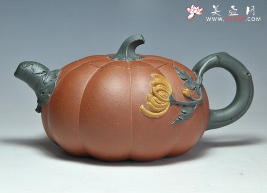 紫砂壶图片：双色金菊壶 - 宜兴紫砂壶网