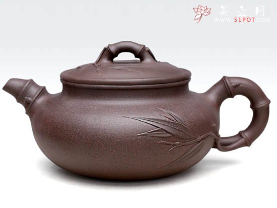 紫砂壶图片：仿古竹  泥料：黑心紫泥  容量：500CC - 宜兴紫砂壶网