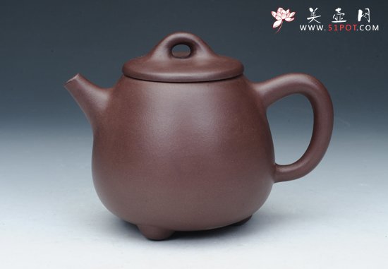 紫砂壶图片：高石瓢壶 底槽清 - 宜兴紫砂壶网