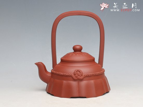 紫砂壶图片：裙花提梁 - 宜兴紫砂壶网