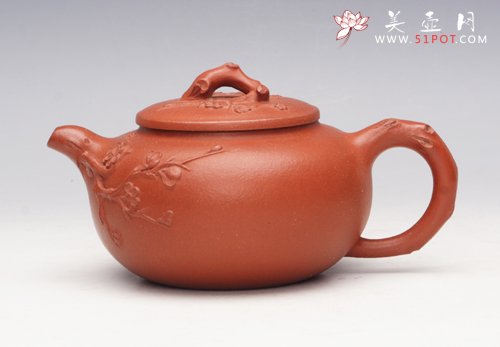 紫砂壶图片：朱泥梅花壶 - 宜兴紫砂壶网