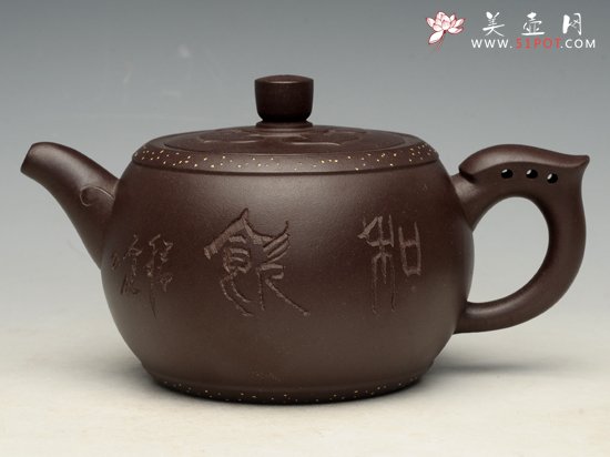 紫砂壶图片：鼓子 泥料：紫茄泥 350cc - 宜兴紫砂壶网
