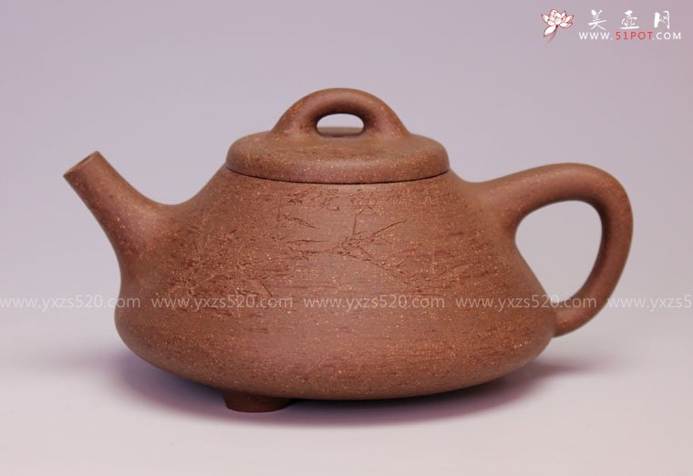 紫砂壶图片：《子冶石瓢》泥料：老段泥 容量：300CC 吴越装饰 - 宜兴紫砂壶网