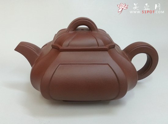 紫砂壶图片：魁方抽角 - 宜兴紫砂壶网