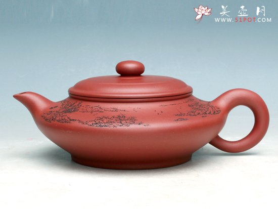 紫砂壶图片：虚扁壶 - 宜兴紫砂壶网