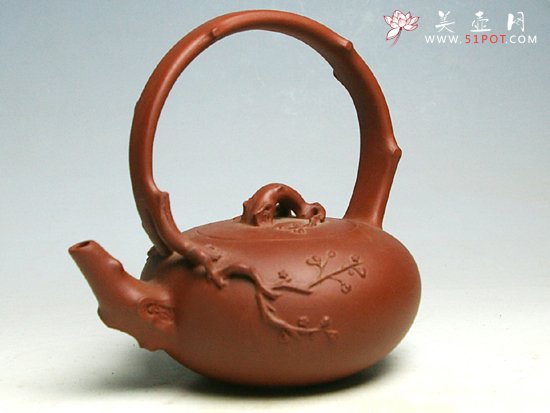 紫砂壶图片：梅花提梁 - 宜兴紫砂壶网