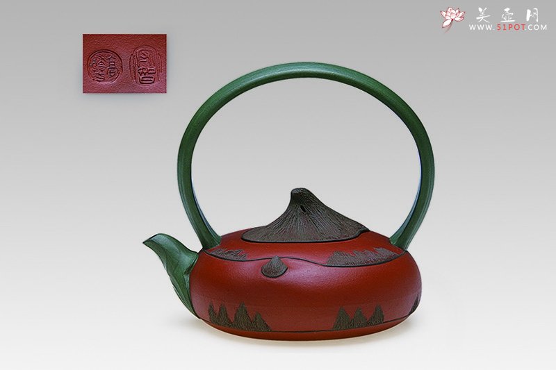 紫砂壶图片：提梁荸荠壶 - 宜兴紫砂壶网