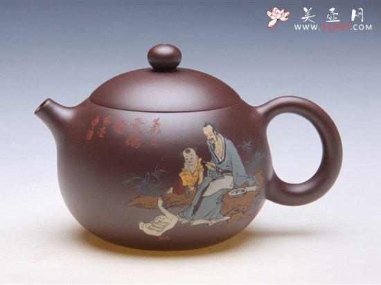 紫砂壶图片：彩绘大倒把 - 宜兴紫砂壶网