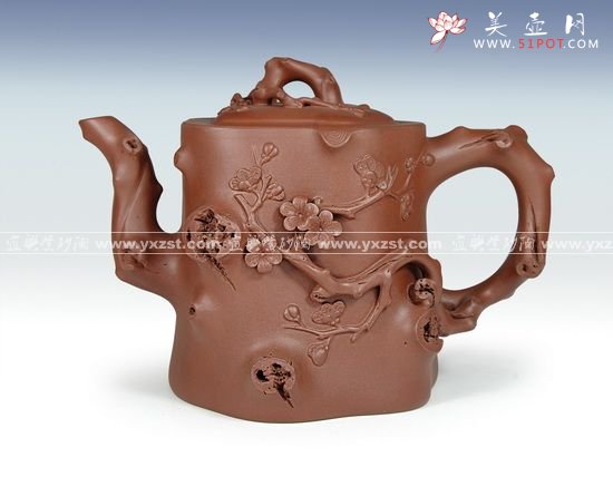 紫砂壶图片：高寿梅桩壶 拷贝 - 宜兴紫砂壶网