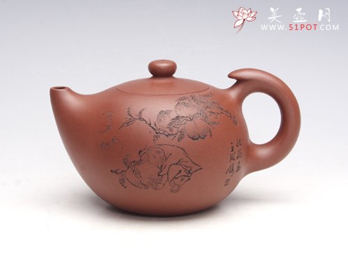 紫砂壶图片：寿桃 泥料：底槽清 - 宜兴紫砂壶网