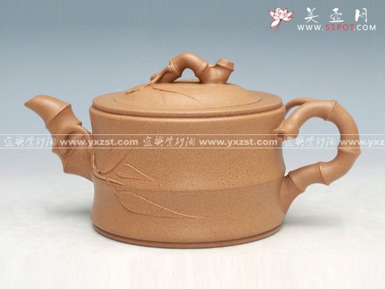 紫砂壶图片：竹段壶  洪美华全手工制作 - 宜兴紫砂壶网