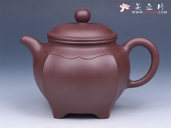 紫砂壶图片：四方筋纹（紫茄泥） - 宜兴紫砂壶网