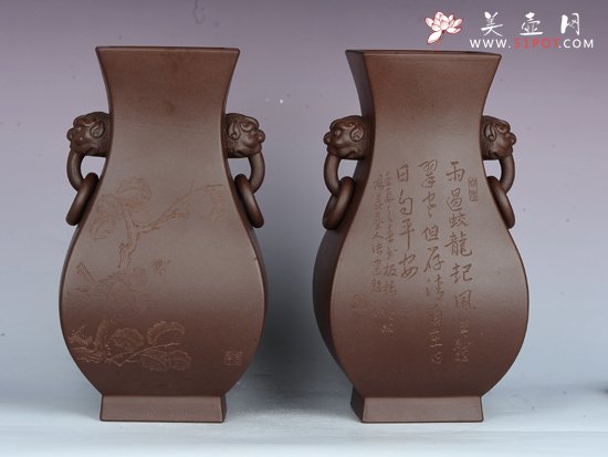 紫砂壶图片：象环瓶（全手工） - 宜兴紫砂壶网