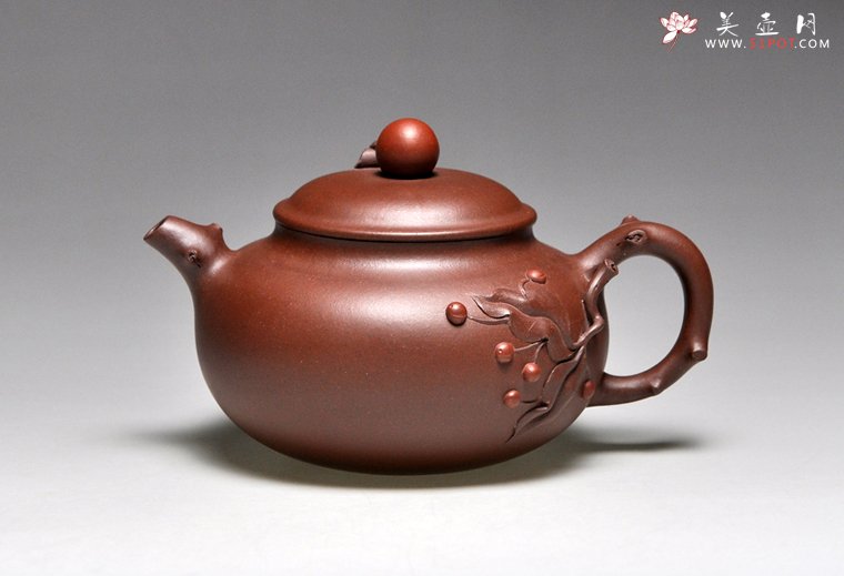 紫砂壶图片：《硕果》泥料：紫泥  容量：350cc - 宜兴紫砂壶网