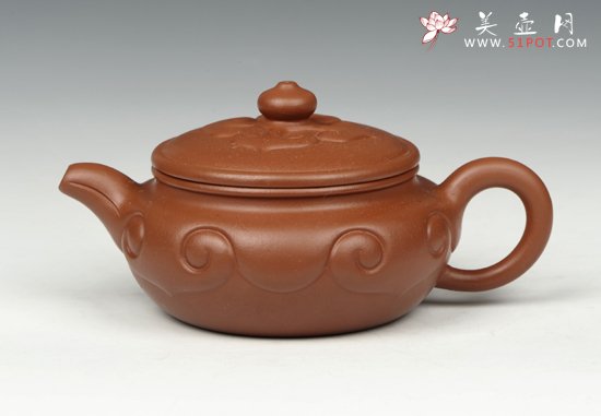 紫砂壶图片：扁鼓如意 - 宜兴紫砂壶网