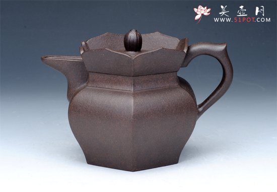 紫砂壶图片：僧帽壶 黑心土 - 宜兴紫砂壶网