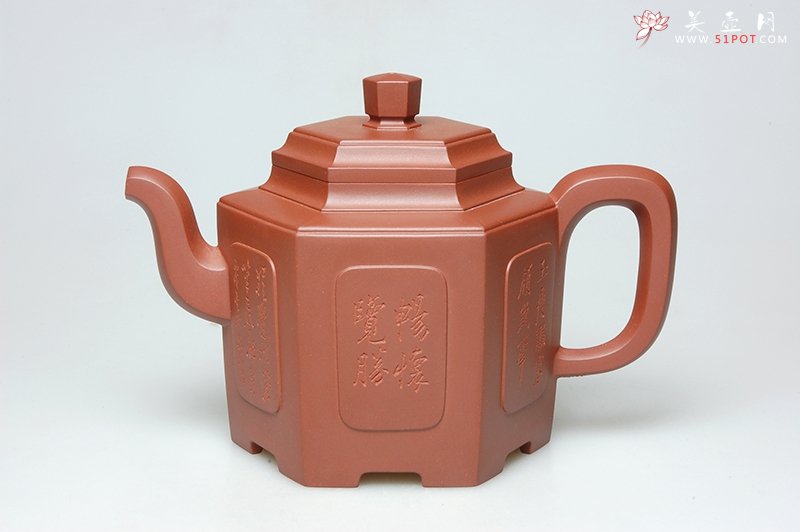 紫砂壶图片：六方开光 - 宜兴紫砂壶网