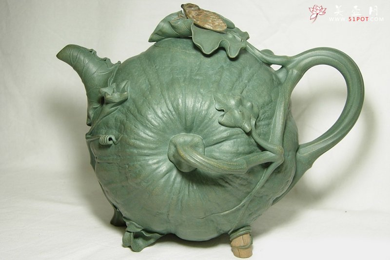 紫砂壶图片：鸣蝉瓜壶 - 宜兴紫砂壶网
