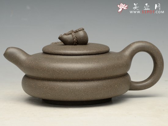 紫砂壶图片：葫芦 泥料：青灰泥 300cc - 宜兴紫砂壶网