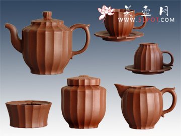 紫砂壶图片：希菊套壶十二件 - 宜兴紫砂壶网