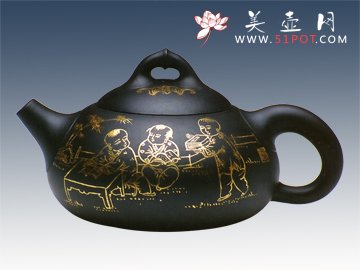 紫砂壶图片：描金雅士 - 宜兴紫砂壶网