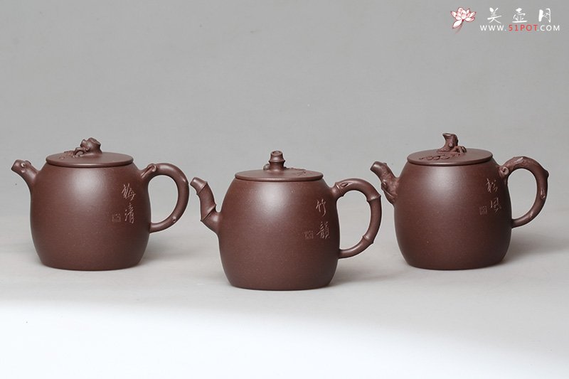 紫砂壶图片：松风、竹韵、梅清组壶 - 宜兴紫砂壶网