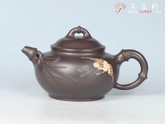 紫砂壶图片：竹叶丹青 - 宜兴紫砂壶网