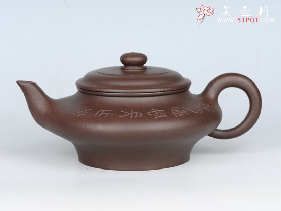 紫砂壶图片：虚扁    泥料：老紫泥 - 宜兴紫砂壶网