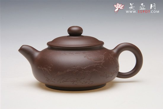 紫砂壶图片：国家级工艺师方幼琴制全手工《福潘》厉上清刻画 - 宜兴紫砂壶网