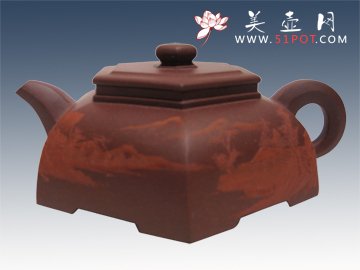 紫砂壶图片：扁六方 - 宜兴紫砂壶网