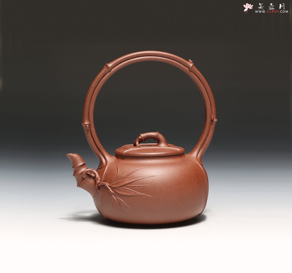 紫砂壶图片：竹韵提梁 - 宜兴紫砂壶网