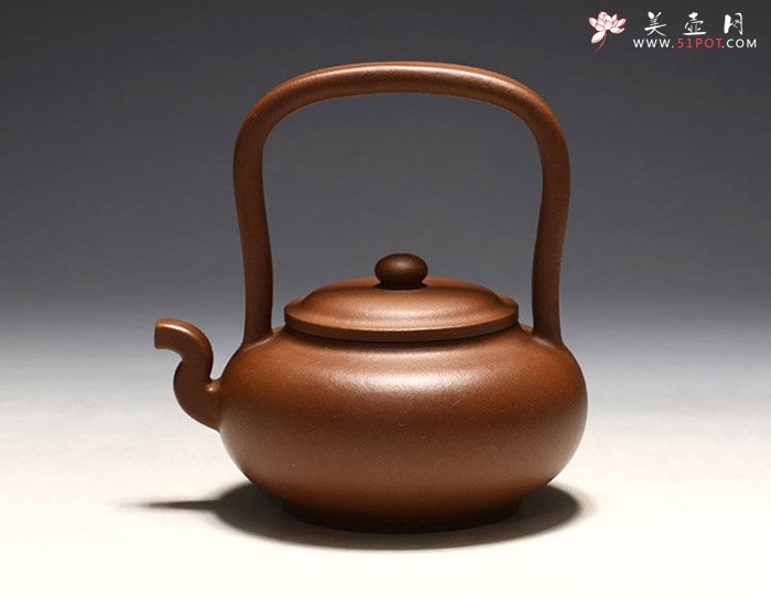 紫砂壶图片：提梁虚扁壶 - 宜兴紫砂壶网