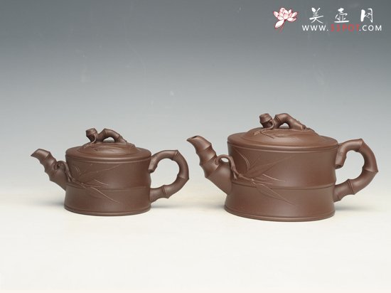 紫砂壶图片：可心竹段   （中）400cc   （小）200cc - 宜兴紫砂壶网