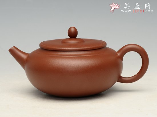 紫砂壶图片：朱泥扁鼓 - 宜兴紫砂壶网