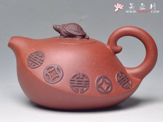 紫砂壶图片：钱币龟龙（清水泥）... - 宜兴紫砂壶网