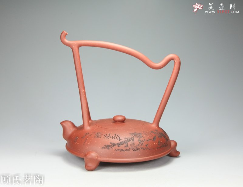 紫砂壶图片：茗陶提梁壶 - 宜兴紫砂壶网