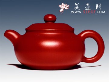 紫砂壶图片：朱泥扁潘壶 - 宜兴紫砂壶网
