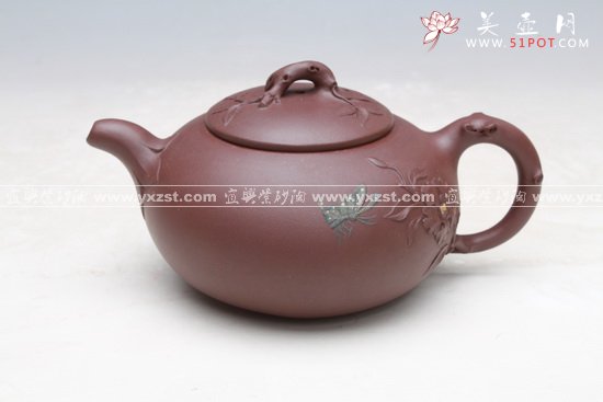 紫砂壶图片：春意全手制作紫泥 - 宜兴紫砂壶网