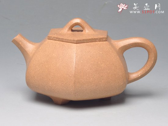 紫砂壶图片：六方小石瓢 段泥 260cc - 宜兴紫砂壶网