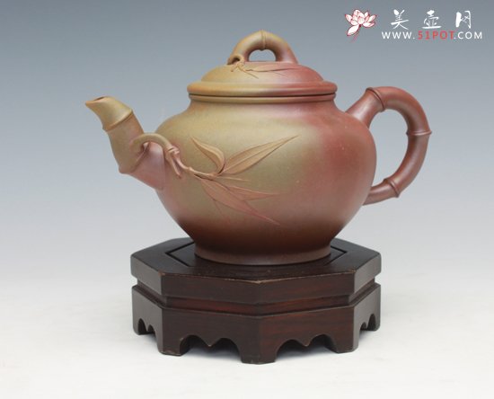 紫砂壶图片：小樱竹节(窑变) - 宜兴紫砂壶网