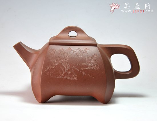 紫砂壶图片：浑方抽角 - 宜兴紫砂壶网