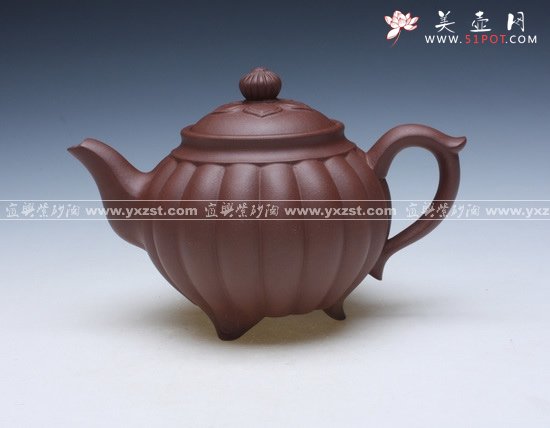 紫砂壶图片：三脚菱花 - 宜兴紫砂壶网