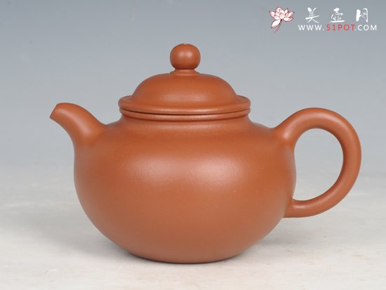 紫砂壶图片：朱泥全手工莲子 - 宜兴紫砂壶网