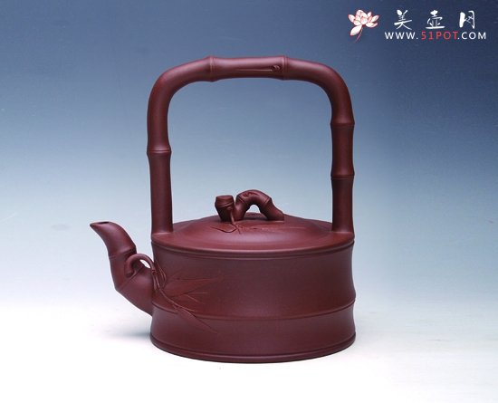 紫砂壶图片：竹节提梁 - 宜兴紫砂壶网