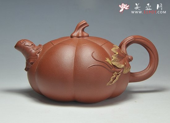 紫砂壶图片：朱泥南瓜壶 - 宜兴紫砂壶网