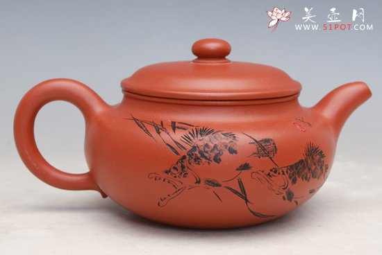 紫砂壶图片：朱泥仿古杨洋制厉上清刻 - 宜兴紫砂壶网